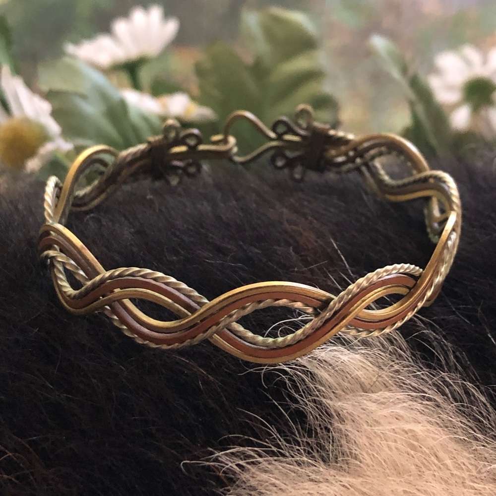 Vintage handcrafted fine metal braided bracelet